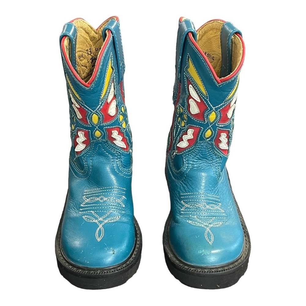 Tony Lama Embroidered Leather Chunky Cowgirl Western Flower Boots SZ Toddler 11